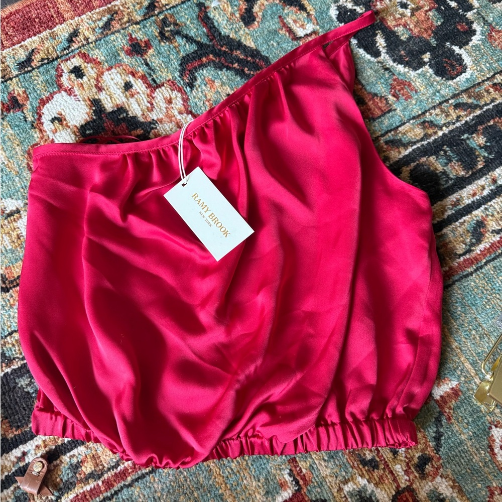 Ramy Brook One-Shoulder Crop Top in Fuchsia